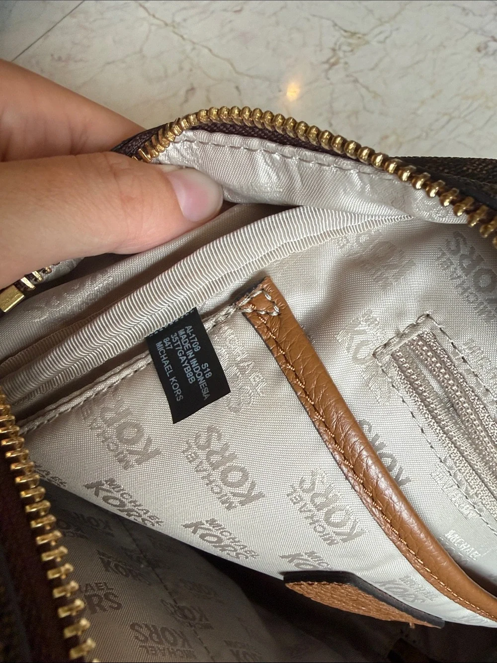 Michael Kors Brown MK Logo Backpack with Gold Studs PERFECT CONDITION